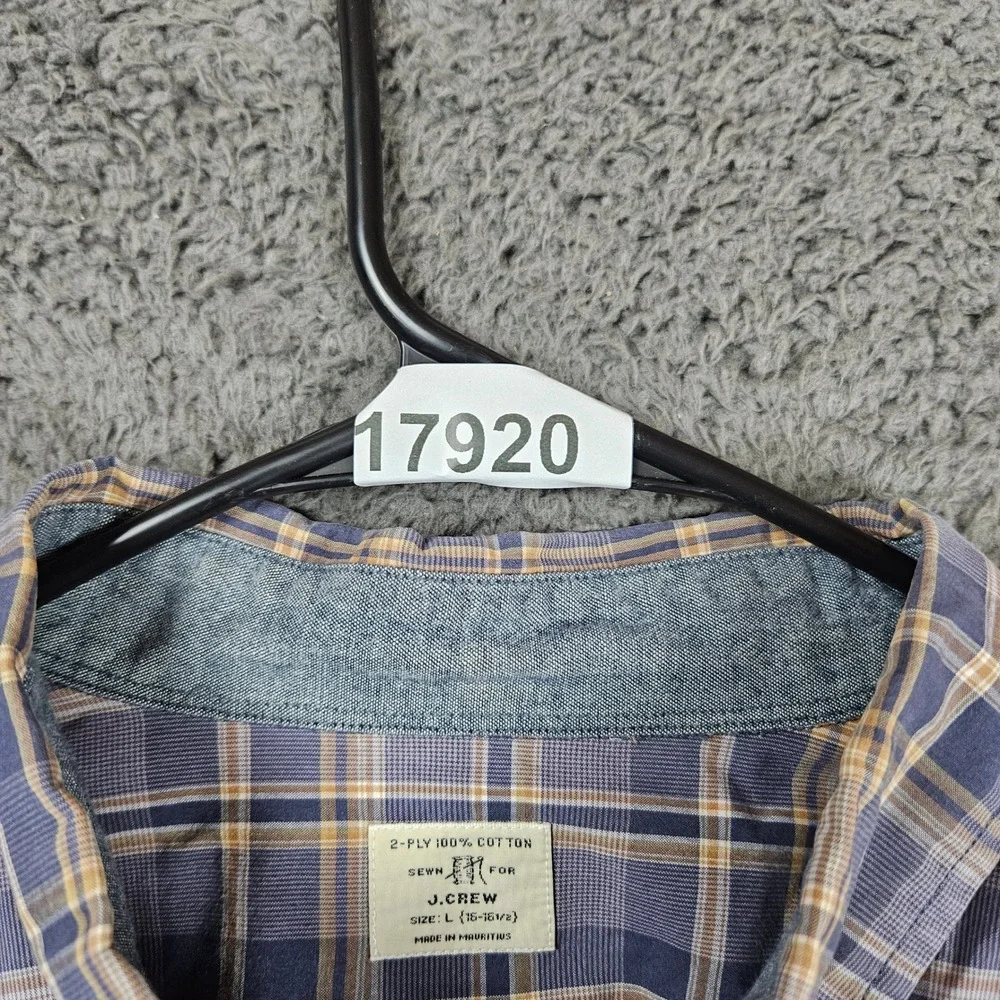 J. Crew 2-ply Mens Plaid Long Sleeve Button Down Casual Shirt‎ Size 16-16.5